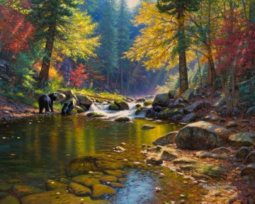  landschaften - Bär im Herbst Fluss Landschaften